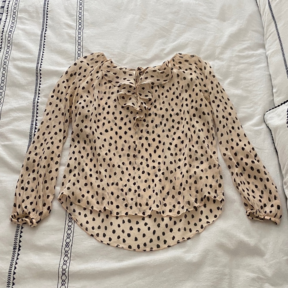 Kate Spade Beige and Black Polka Dot Blouse